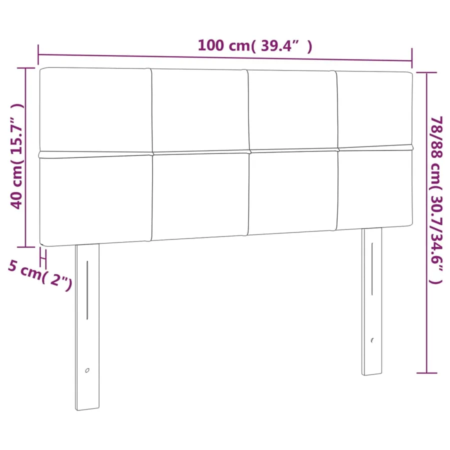 Tête de lit à LED Marron Foncé 100x5x78/88 cm Tissu - 6