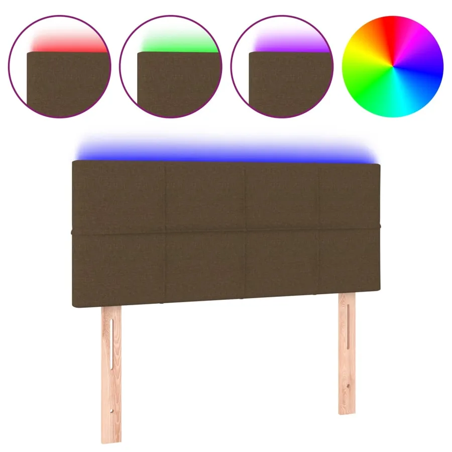 Tête de lit à LED Marron Foncé 90x5x78/88 cm Tissu - 2