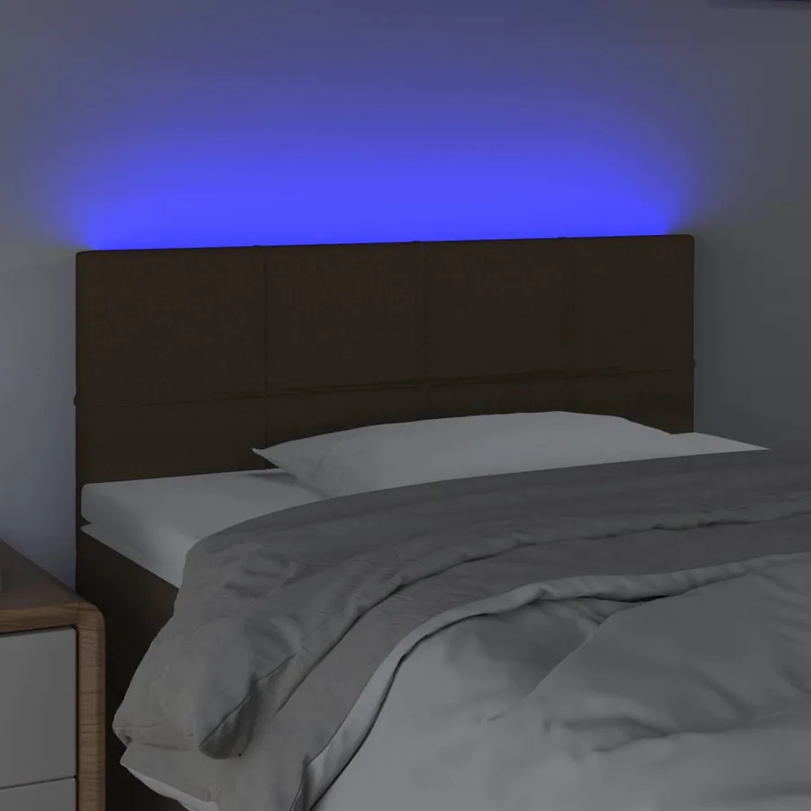 Tête de lit à LED Marron Foncé 90x5x78/88 cm Tissu - 3