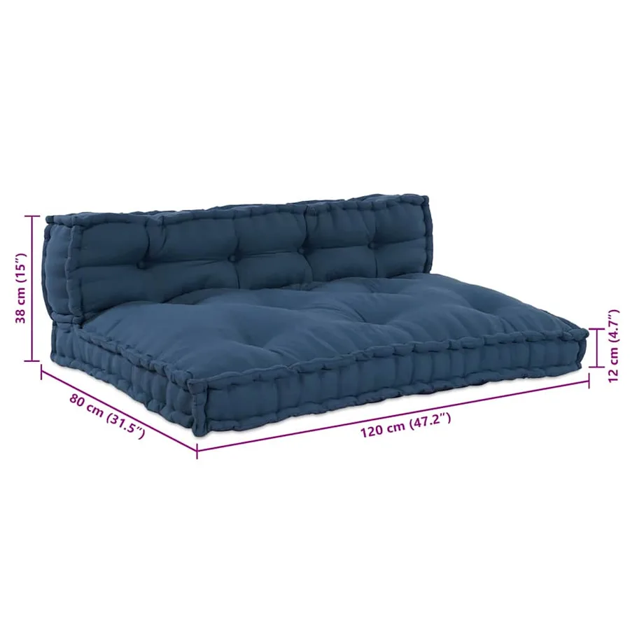 Coussin de canapé sur palette 2 pcs Indigo 120 x 80 x 38 cm - 8