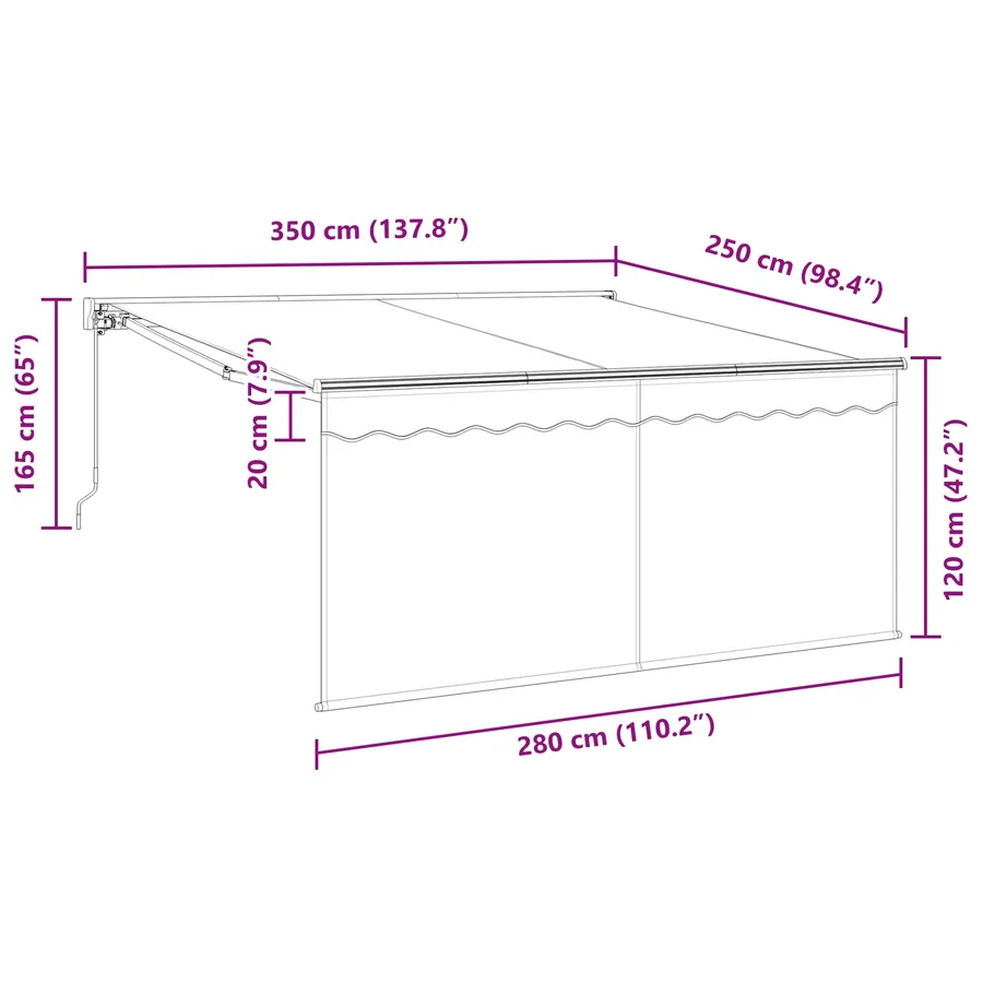 Auvent Rétractable Anthracite 350 x 250 cm - 13