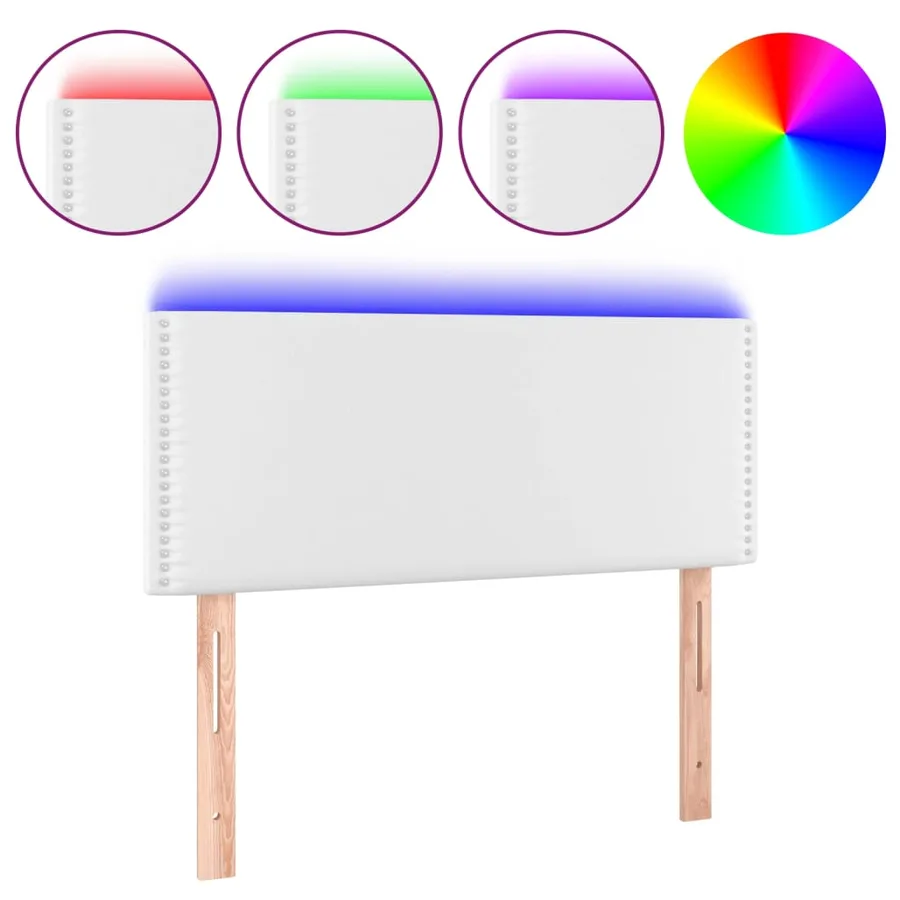 Tête de lit à LED Blanc 100x5x78/88 cm Similicuir - 2