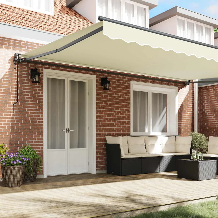 Cadre d'auvent Crème 500 × 300 cm Polyester avec revêtement PU - 3