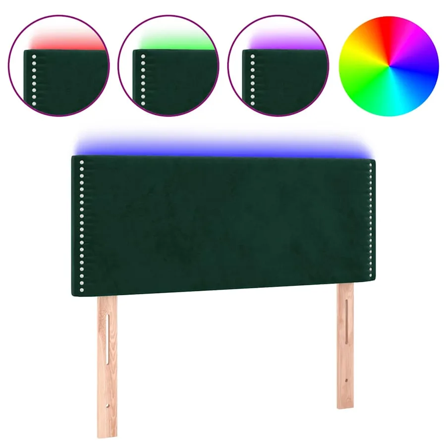 Tête de lit à LED Vert foncé 100x5x78/88 cm Velours - 2