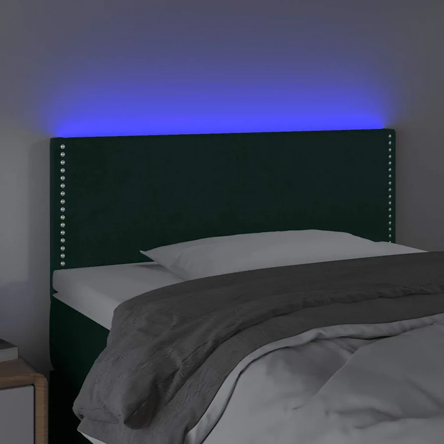 Tête de lit à LED Vert foncé 100x5x78/88 cm Velours - 3
