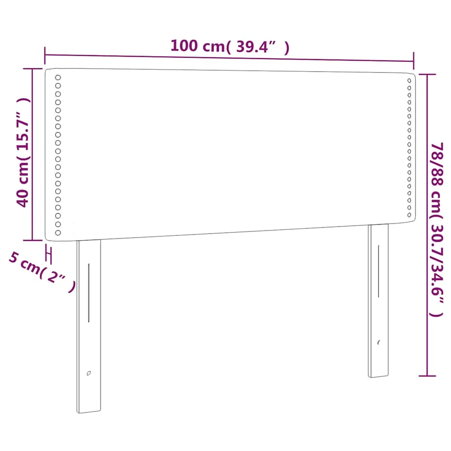 Tête de lit à LED Vert foncé 100x5x78/88 cm Velours - 7