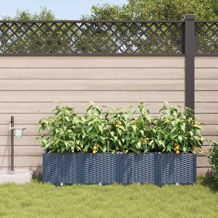 Cache-pot de jardin 4 pc Gris 160 x 40 x 37,5 cm PP - 3
