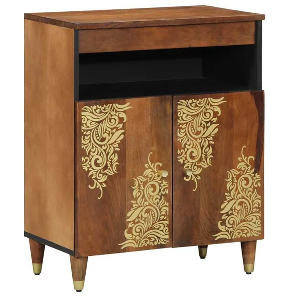 Buffet avec porte Marron 60 x 33 x 75 cm Bois de mangue massif
