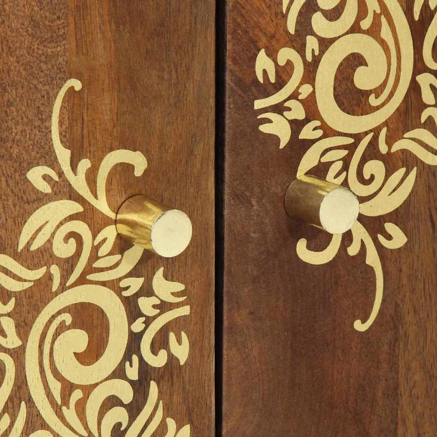 Buffet avec porte Marron 60 x 33 x 75 cm Bois de mangue massif - 7