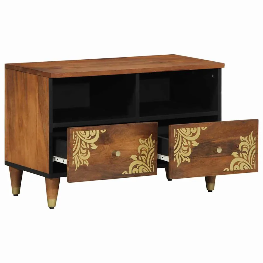 Meuble TV Marron miel 70 x 33 x 46 cm Bois de mangue massif - 2