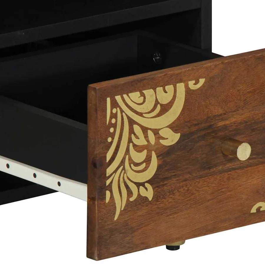Meuble TV Marron miel 70 x 33 x 46 cm Bois de mangue massif - 7