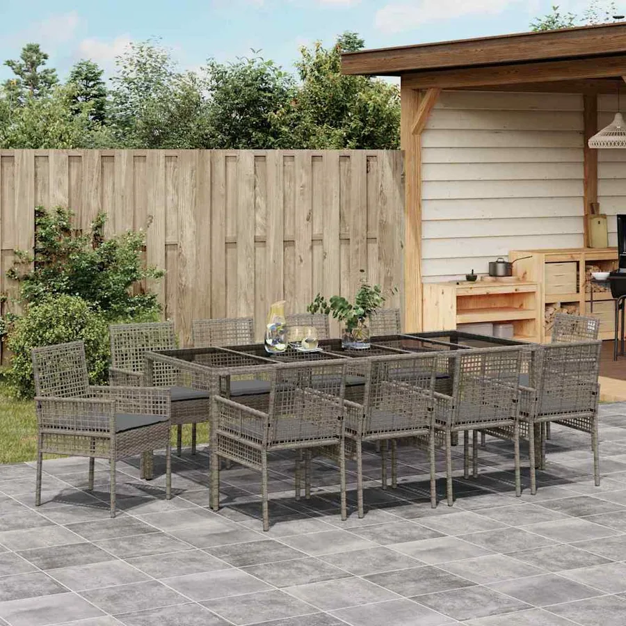 Ensemble de salle à manger pour jardin 11 pcs Gris polyrotin - 4