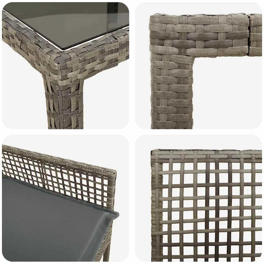 Ensemble de salle à manger pour jardin 11 pcs Gris polyrotin - 9