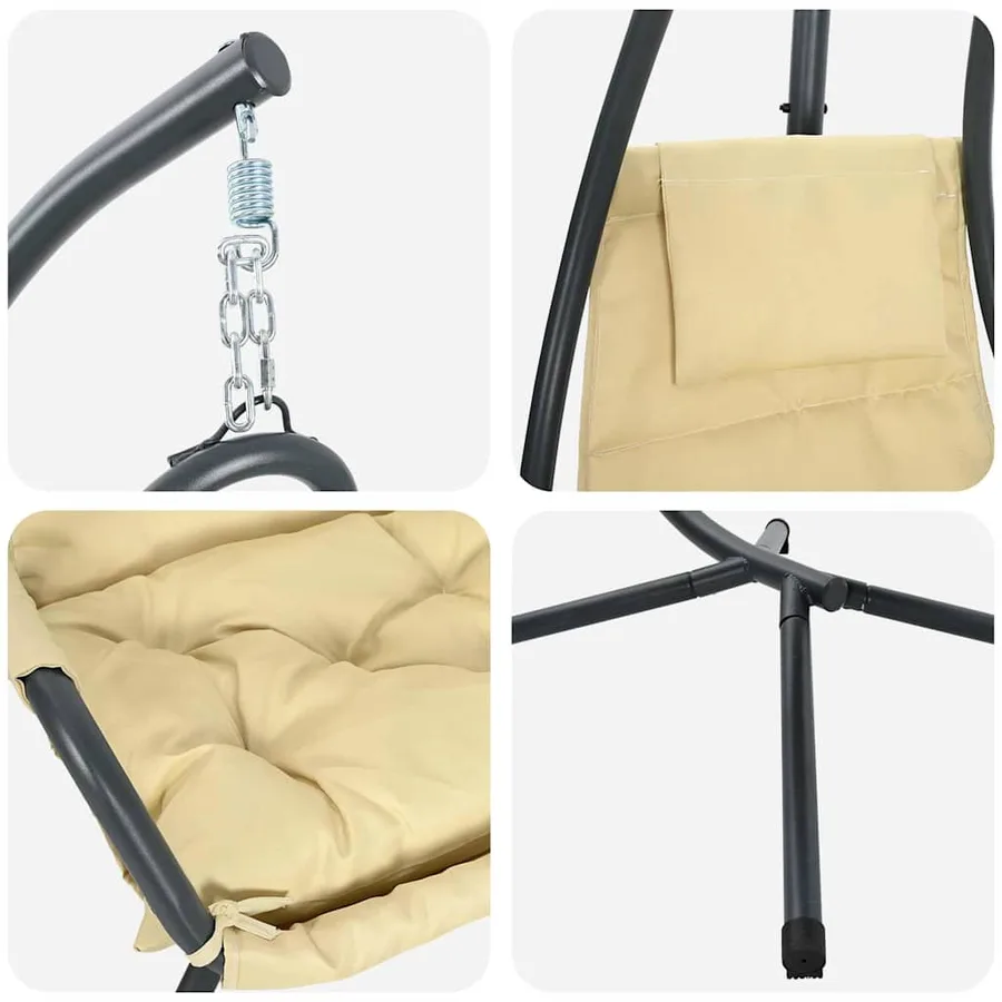 Chaise suspendue Beige 94 x 107 x 196,5 cm Acier - 8