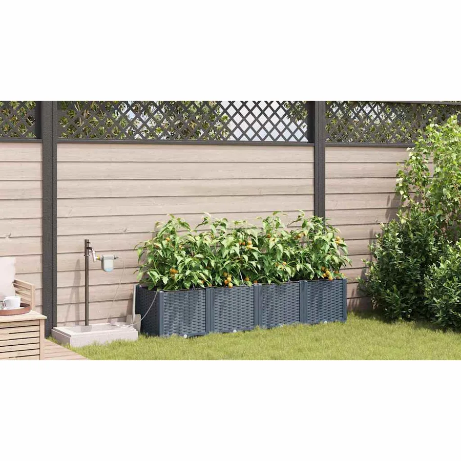 Cache-pot de jardin 4 pc Gris clair 160 x 40 x 37,5 cm PP - 4