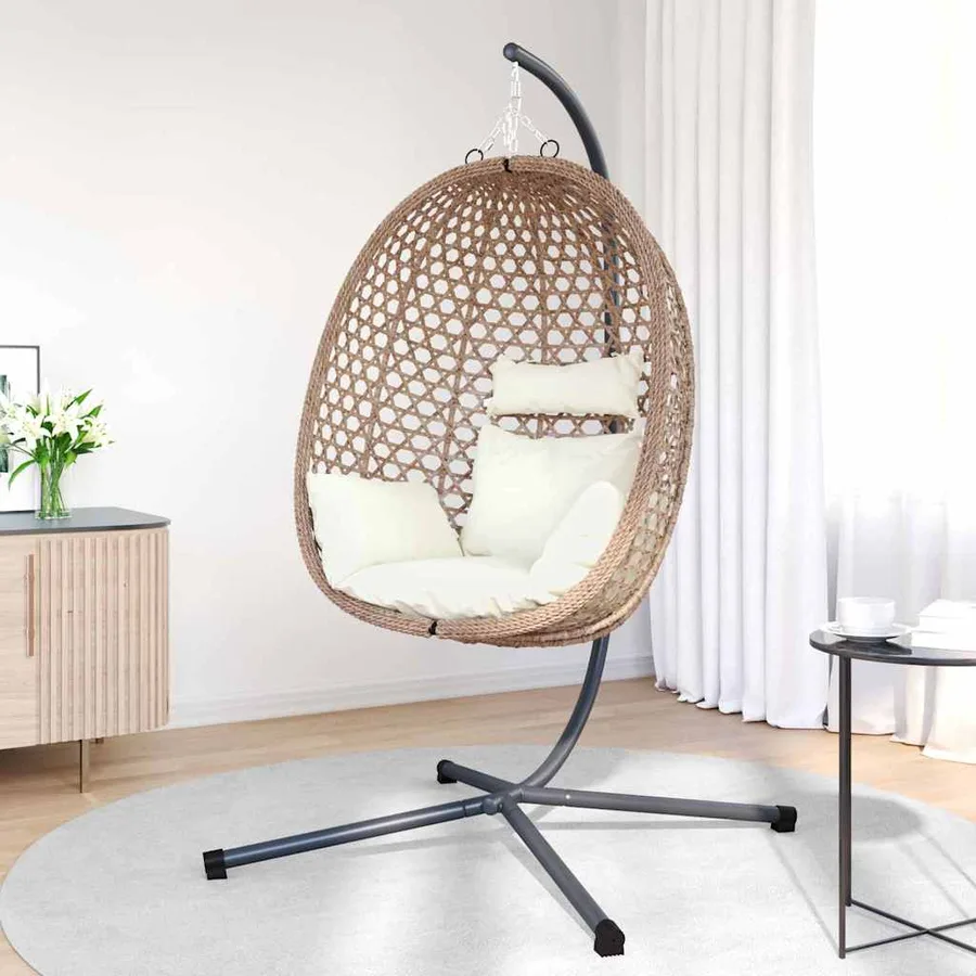 Chaise suspendue Crème claire 104 x 100 x 191 cm polyrotin - 3