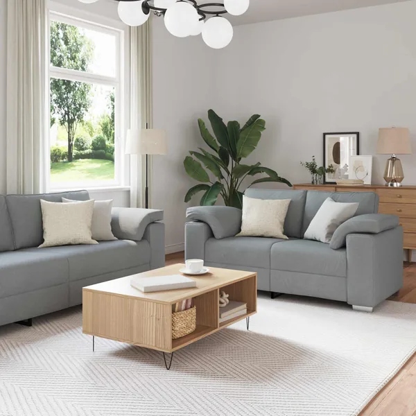 Canapé 3 pcs Gris clair 219 x 80 x 82 cm Tissu en lin mélangé