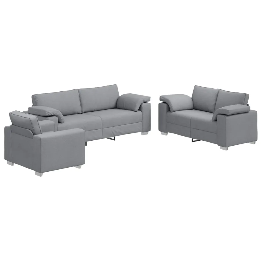 Canapé 3 pcs Gris clair 219 x 80 x 82 cm Tissu en lin mélangé - 2