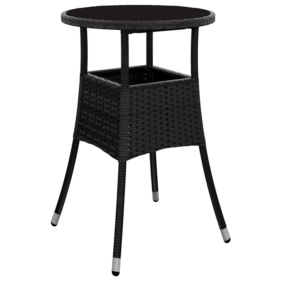 Ensemble de salle à manger pour jardin 3 pcs Noir polyrotin - 5