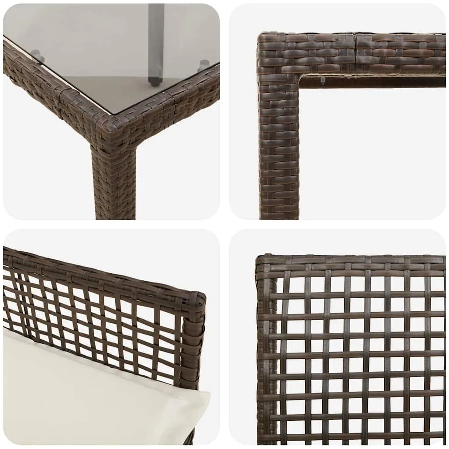 Ensemble de salle à manger pour jardin 7 pcs Marron polyrotin - 9