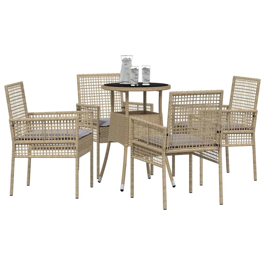Ensemble de salle à manger pour jardin 5 pcs Beige polyrotin - 3