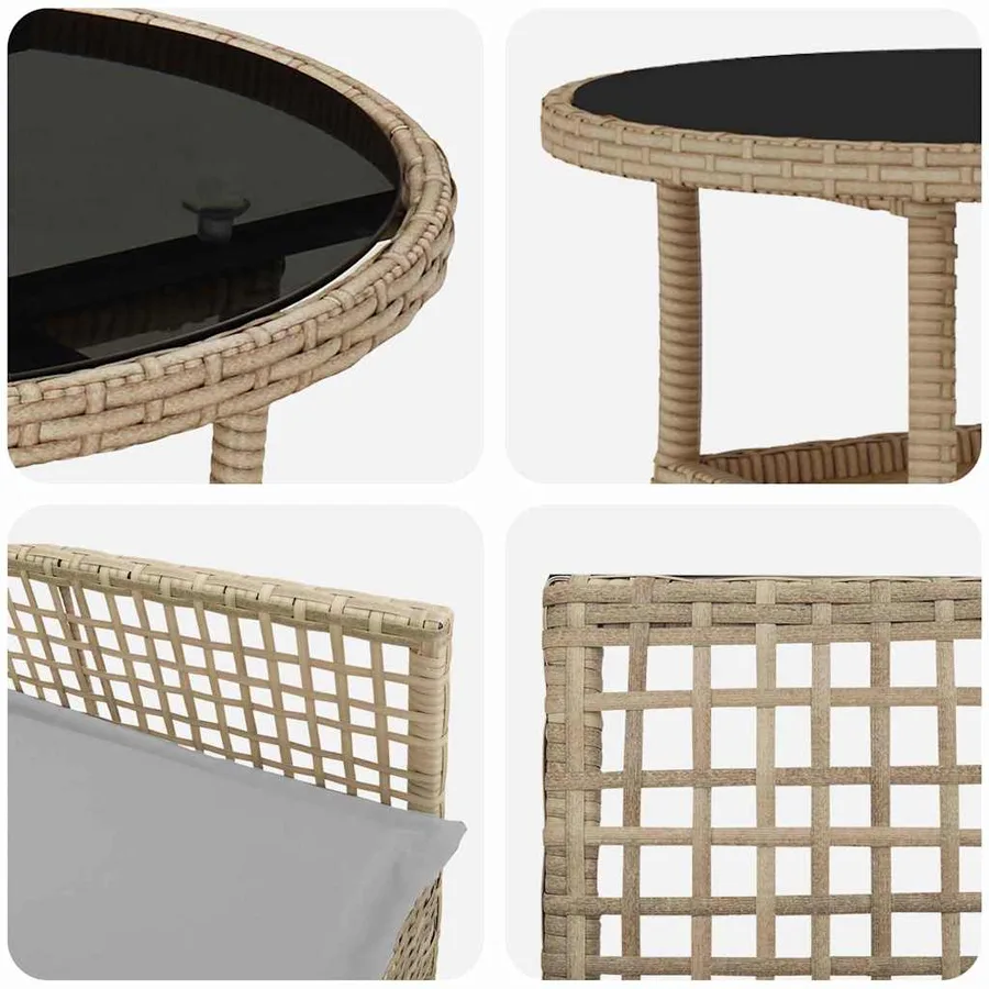 Ensemble de salle à manger pour jardin 5 pcs Beige polyrotin - 9