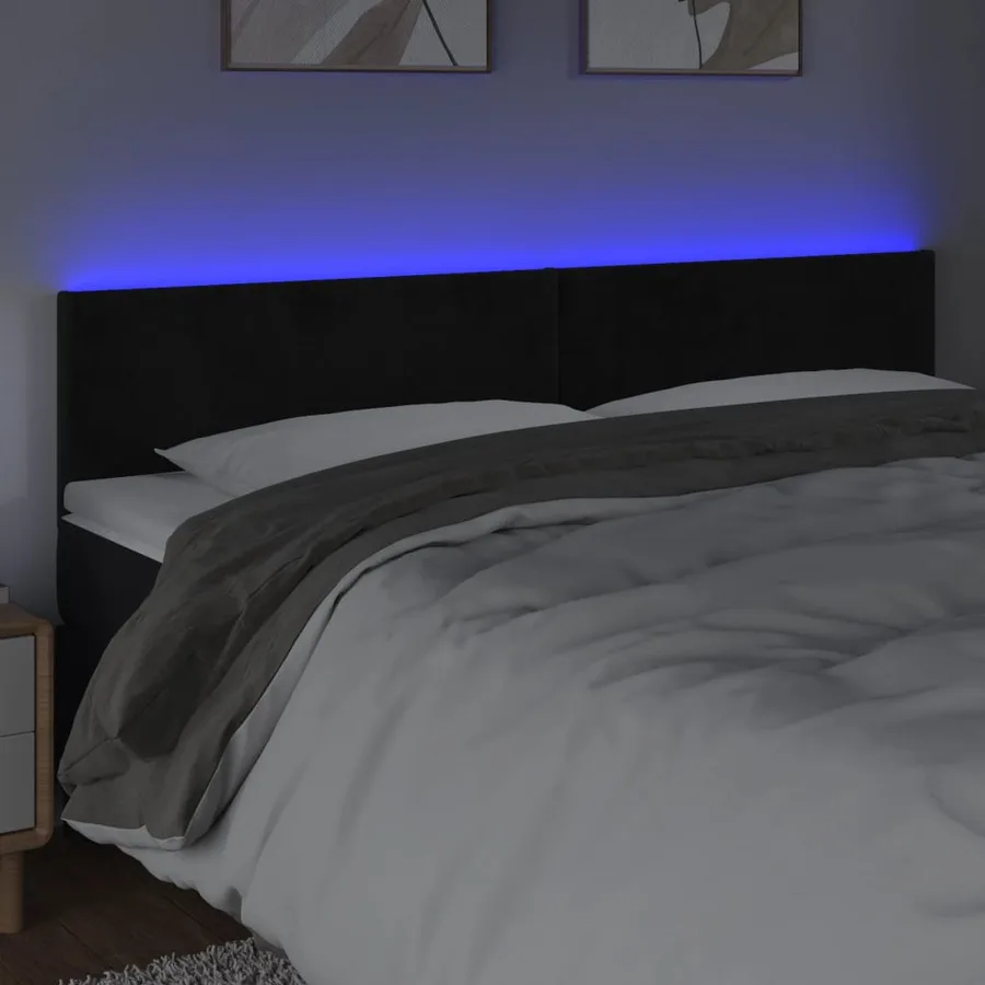 Tête de lit à LED Noir 180x5x78/88 cm Velours - 3