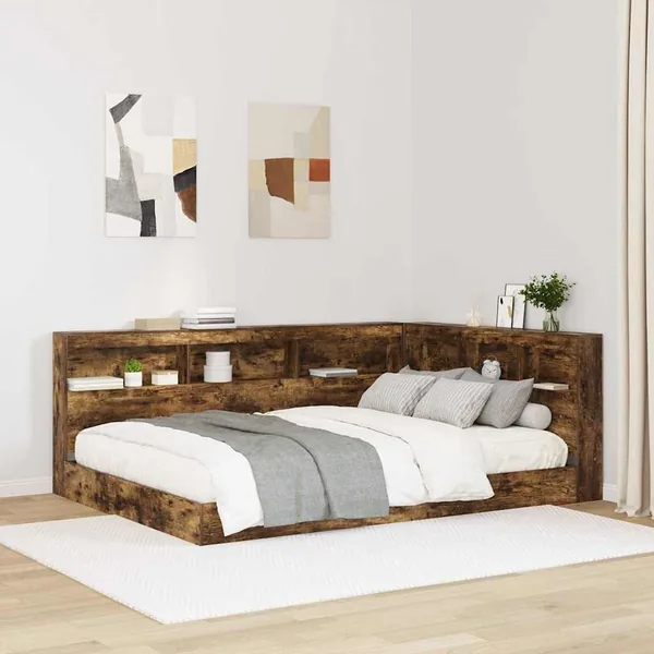 Tête de lit de rangement Chêne fumé 140 cm Bois d'ingénierie