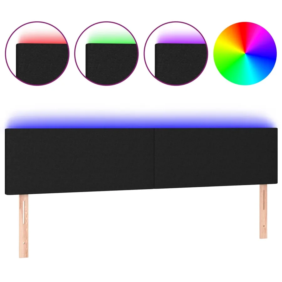 Tête de lit à LED Noir 160x5x78/88 cm Tissu - 2