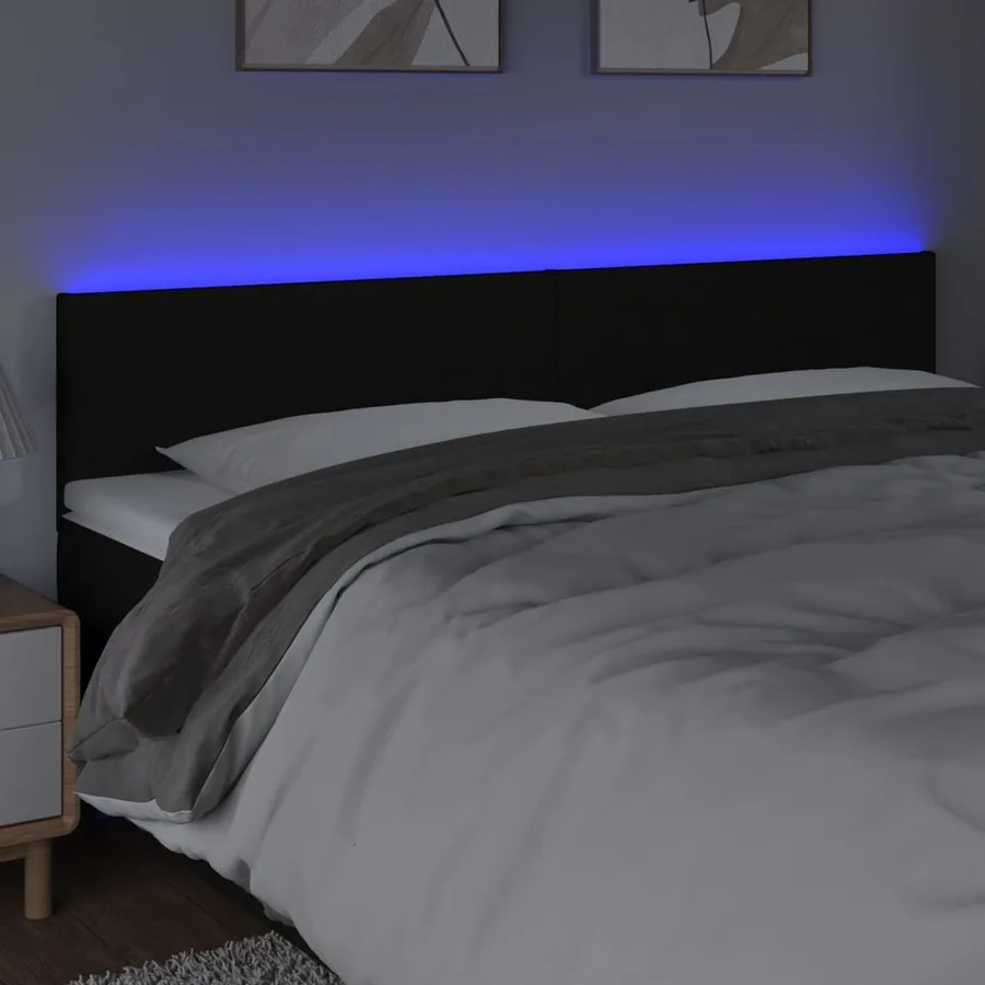 Tête de lit à LED Noir 160x5x78/88 cm Tissu - 3