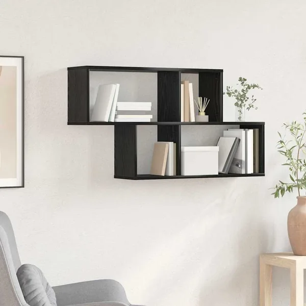 Étagère Murale avec étagère Noir Bois d'ingénierie