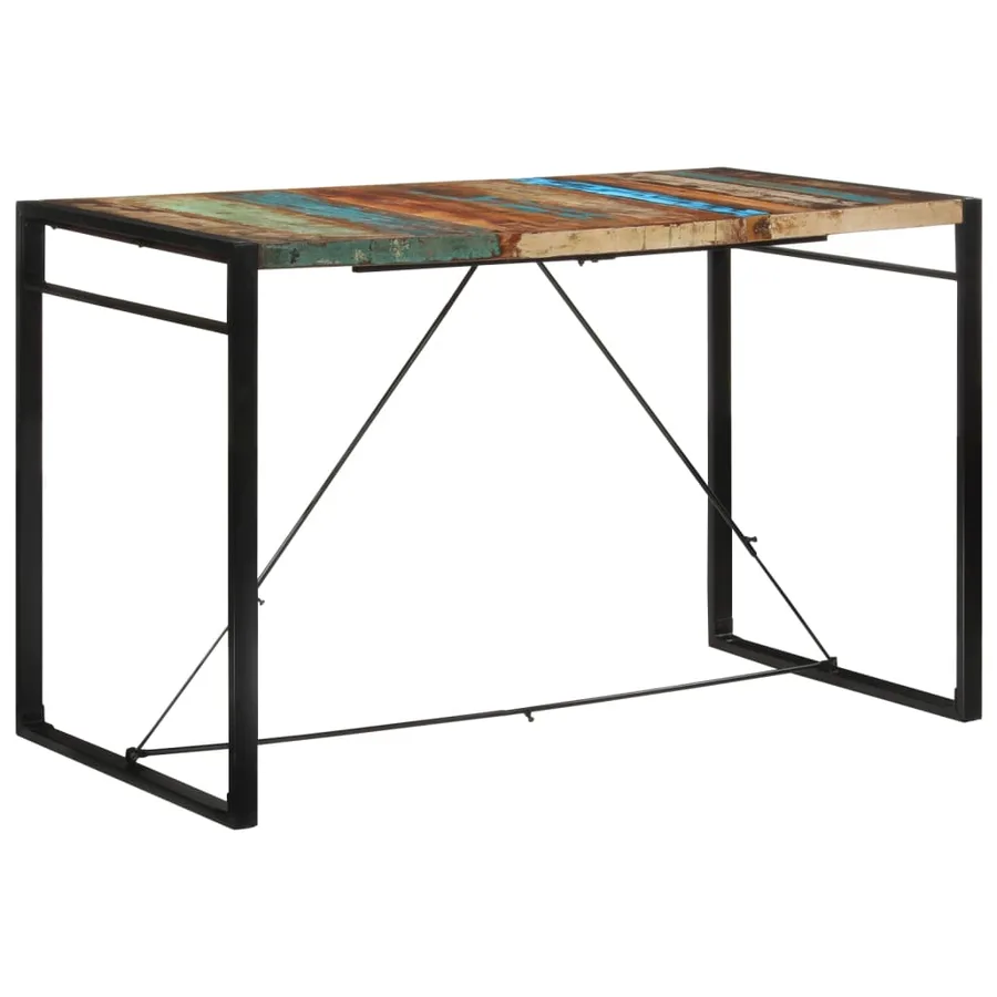 Table de bar 175x90x110 cm bois massif de récupération - 10