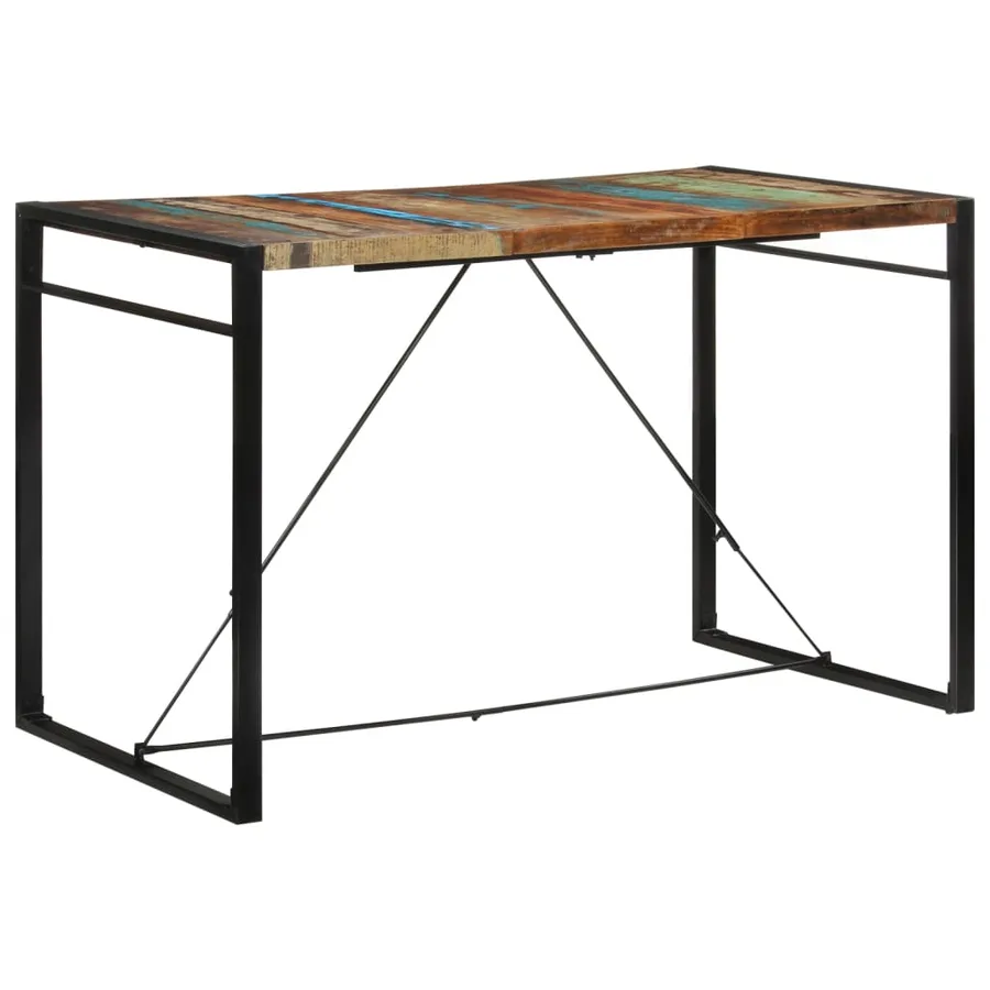 Table de bar 175x90x110 cm bois massif de récupération - 9