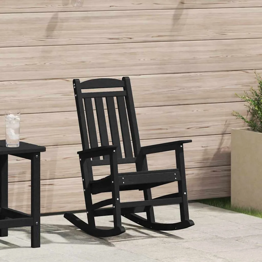Chaise Berçante de Jardin Noir 92 x 70 x 108 cm HDPE