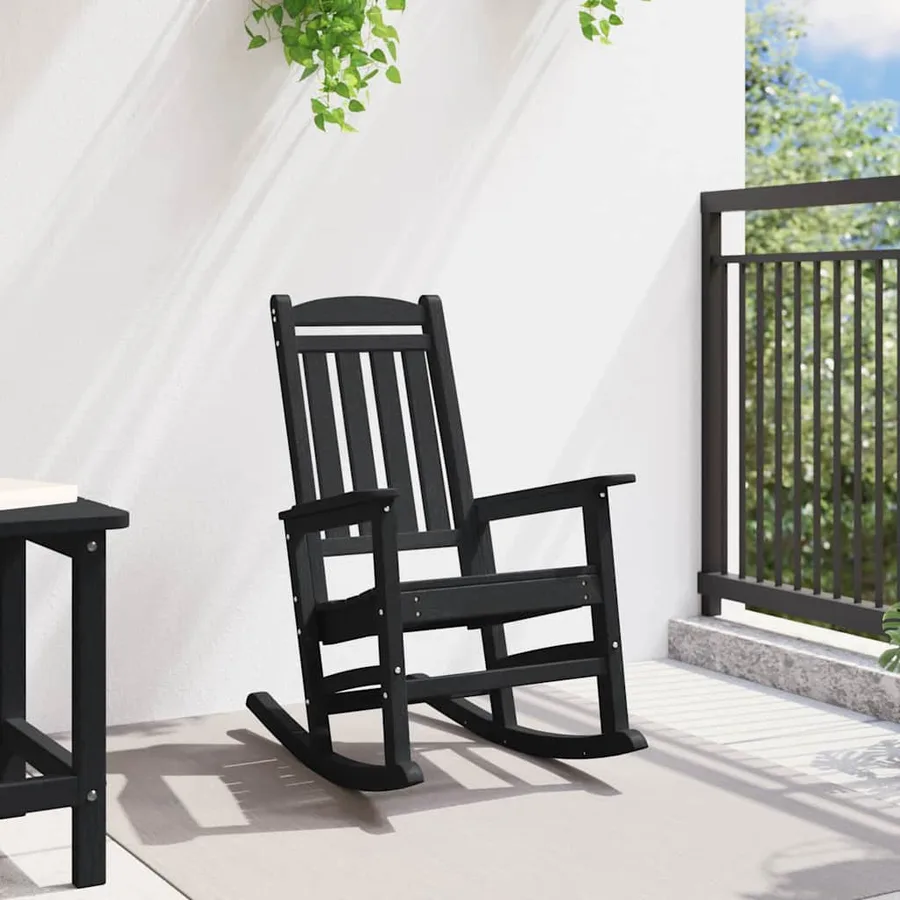 Chaise Berçante de Jardin Noir 92 x 70 x 108 cm HDPE - 3