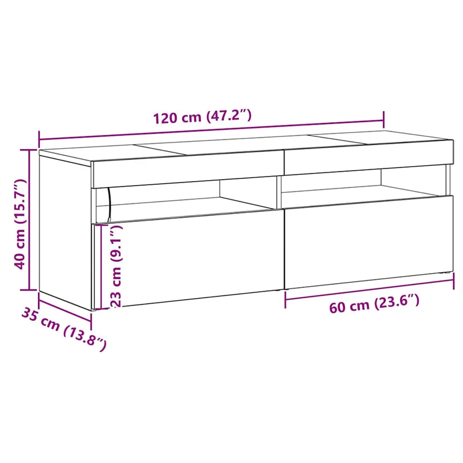 Meuble TV Chêne noir 120 x 35 x 40 cm Bois d'ingénierie - 13