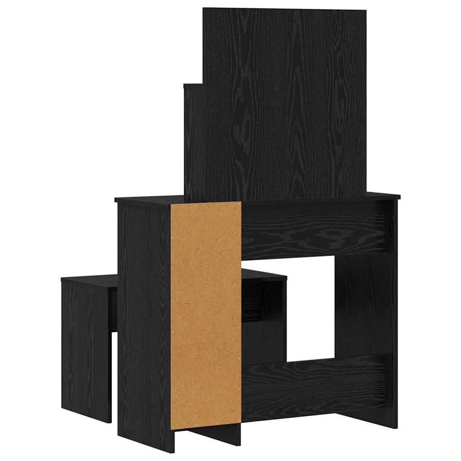 Ensemble de table de maquillage LED avec porte 2 pcs Chêne noir - 11