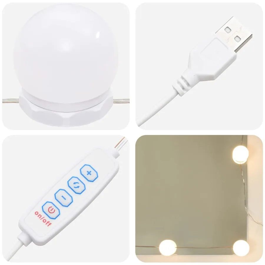 Ensemble de table de maquillage LED avec porte 2 pcs Chêne noir - 15