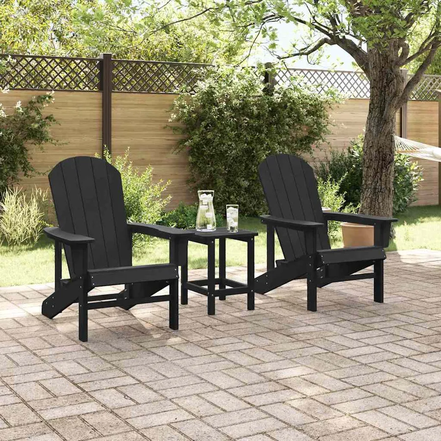 Chaise de jardin 2 pcs Noir 82 x 74 x 92 cm Polyéthylène - 3