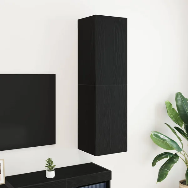 Meuble TV mural Chêne noir 30,5 x 30 x 110 cm Bois d'ingénierie