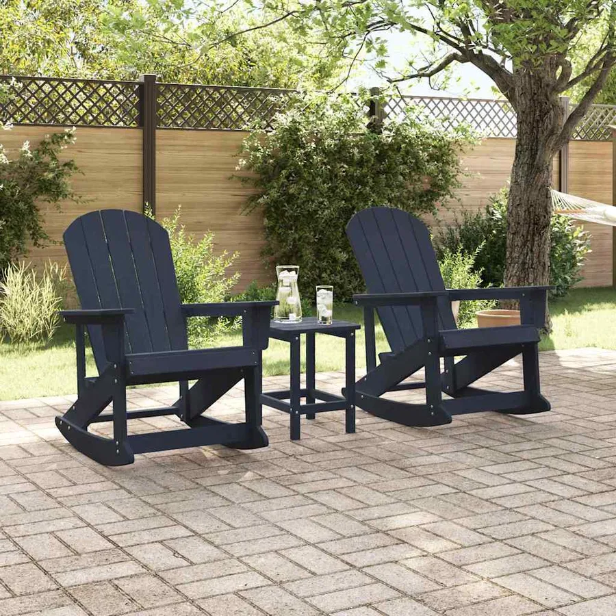 Chaises Berçantes Adirondack 2 pcs Bleu marine HDPE - 3