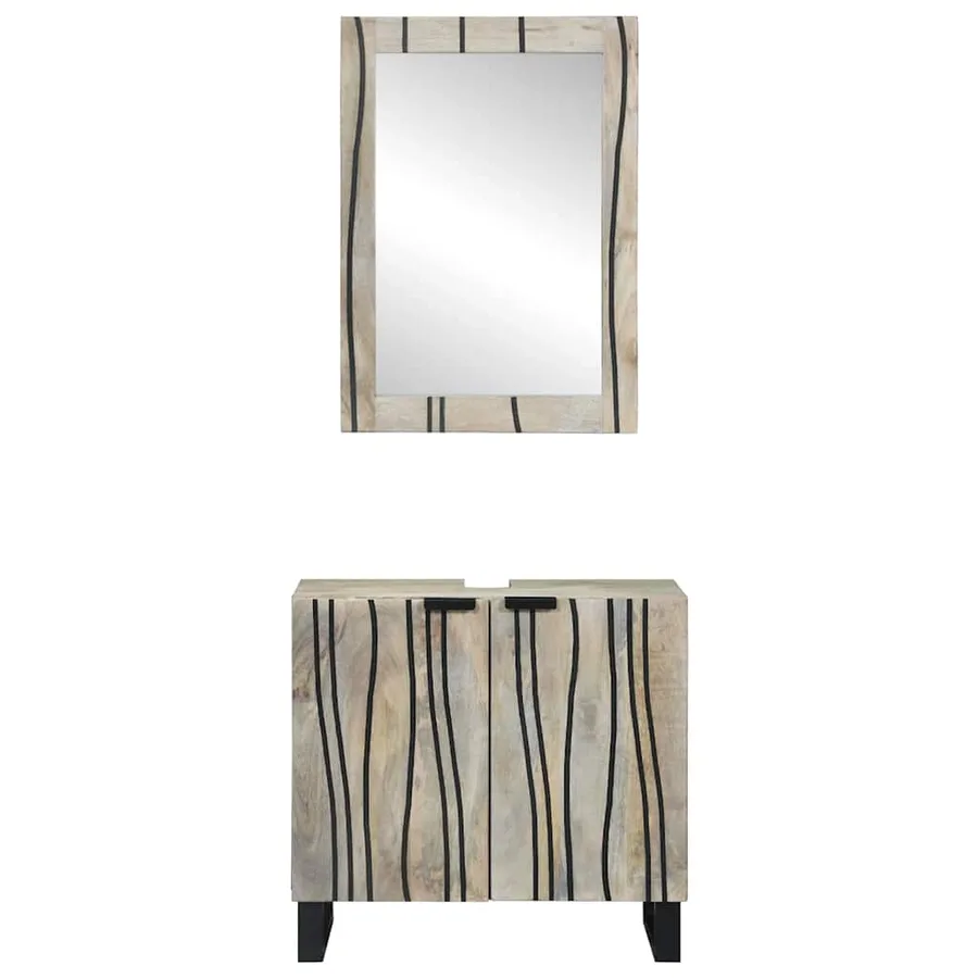Ensemble d'armoire de salle de bain 2 pcs Blanc - 5
