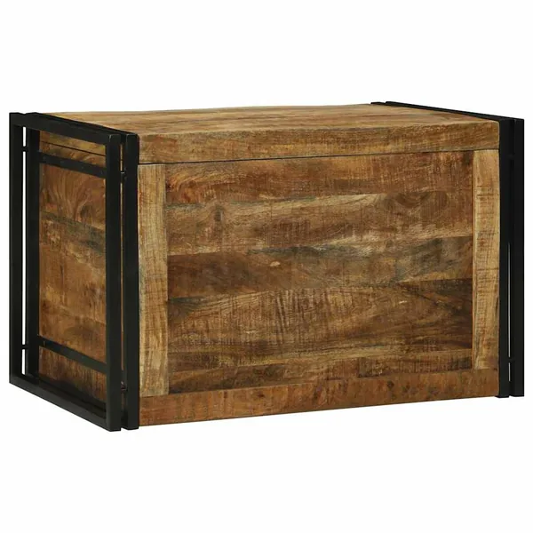Boîte de rangement 80 x 50 x 50 cm Bois de mangue brut
