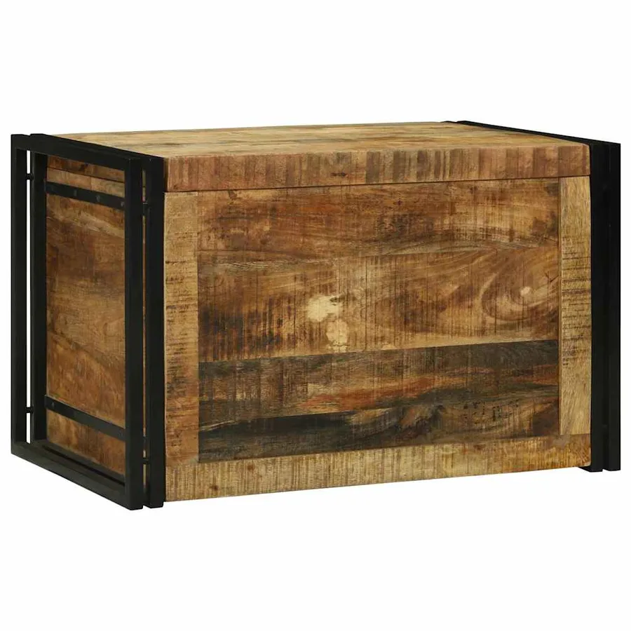 Boîte de rangement 80 x 50 x 50 cm Bois de mangue brut - 3