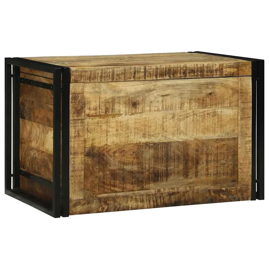 Boîte de rangement 80 x 50 x 50 cm Bois de mangue brut - 4