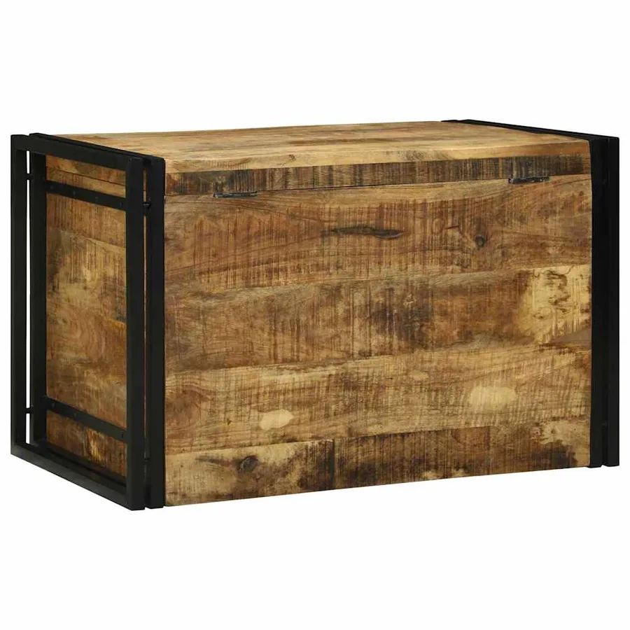 Boîte de rangement 80 x 50 x 50 cm Bois de mangue brut - 7