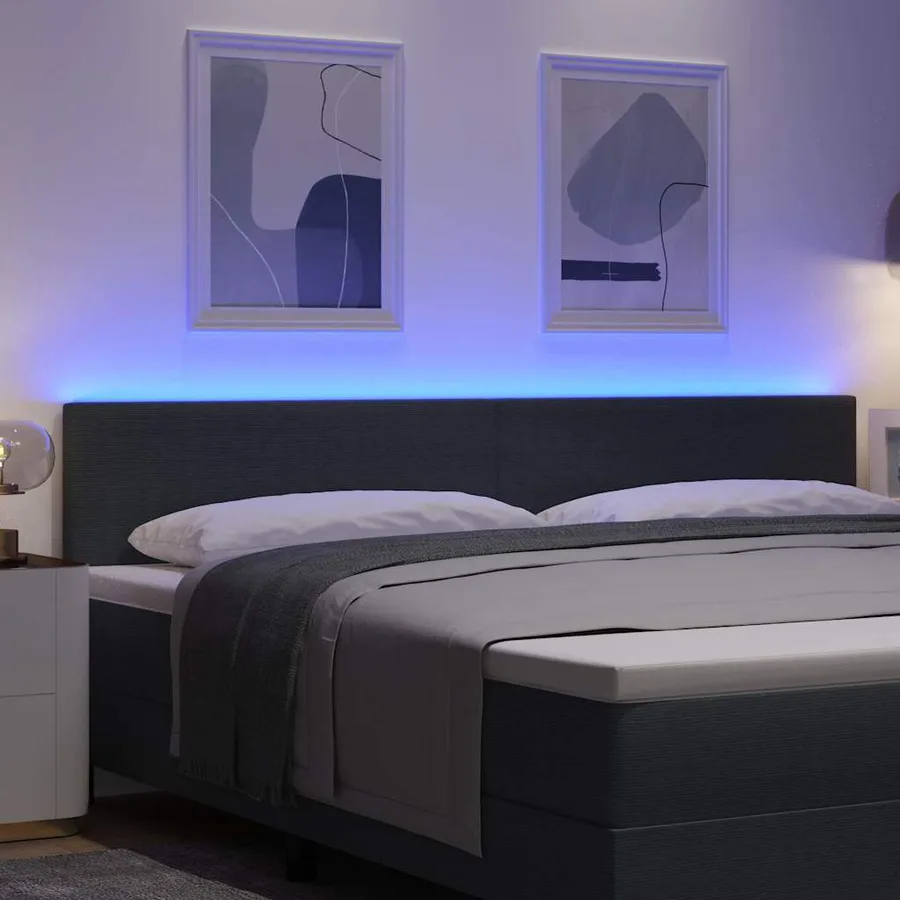 Tête de lit LED Gris foncé 200 cm Tissu en velours côtelé - 4