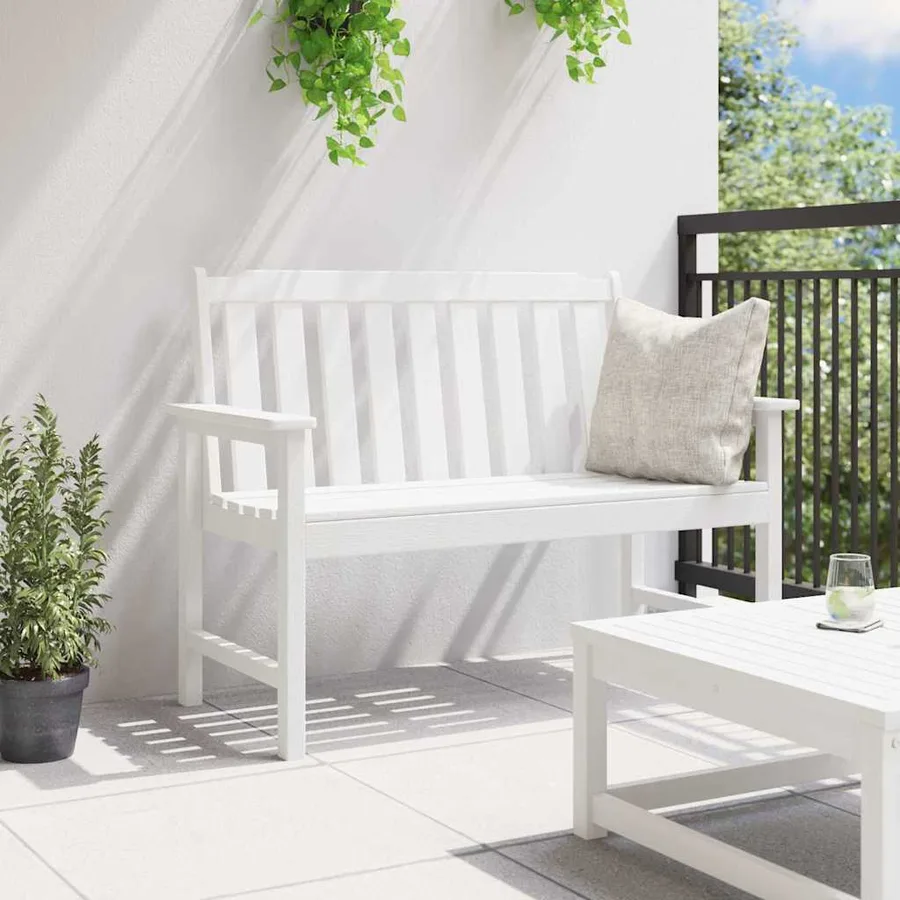 Banc de jardin Blanc 120 x 59 x 88 cm HDPE - 4