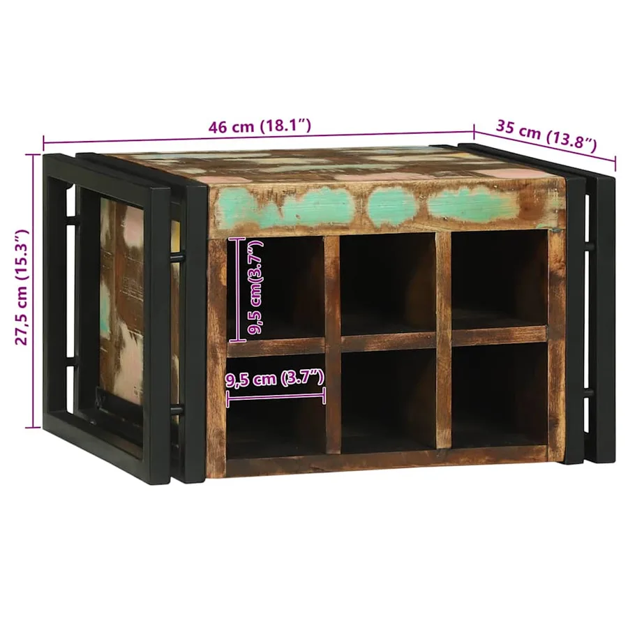 Étagère à vin 2 pcs 46 x 35 x 27,5 cm Bois Recyclé Solide - 12