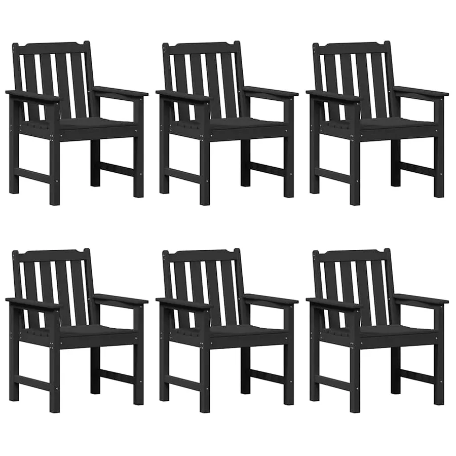 Chaise de jardin 6 pcs Noir 65,5 x 59 x 88 cm Polyéthylène - 2
